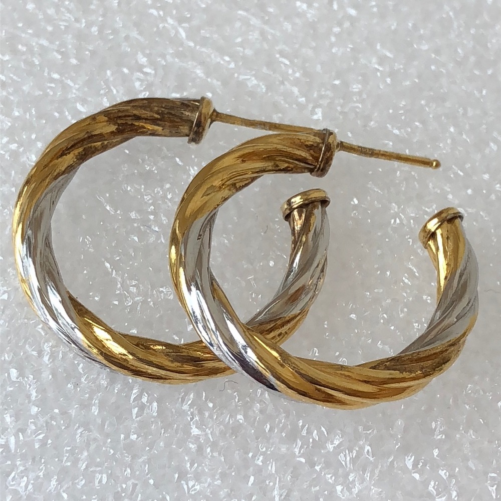 Vintage sterling silver gold plated hoop earrings